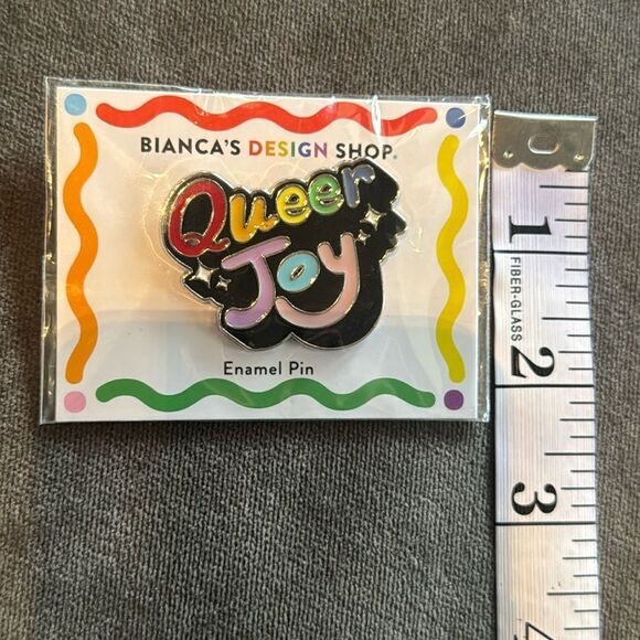 QUEER JOY Colorful Enamel Pin for Pride Events by Bianca’s Design Shop NEW - Picture 3 of 4